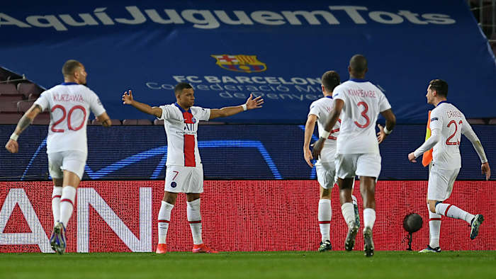 Kylian Mbappe and PSG beat Barcelona in the Champions League